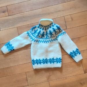 Cozy Kids' Blue and White Sweater